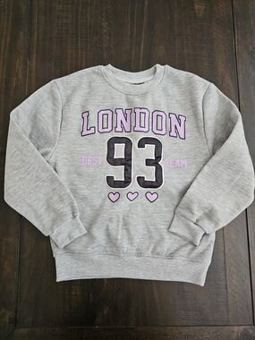 Pink Velvet Grey Sweatshirt with Pink 'LONDON' and Black 93 Graphic
